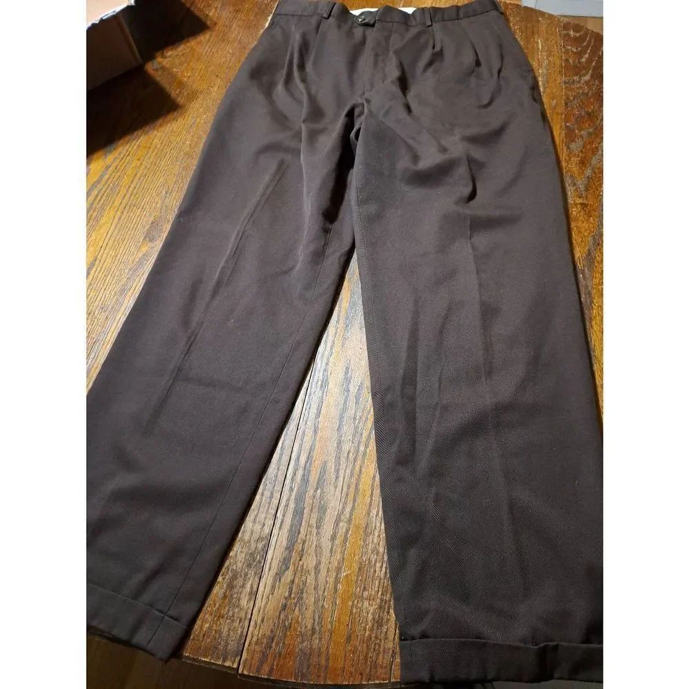 36x32 Ivy Crew Brown Pleated Front Leg Cuffed Hem Dress Casual Suit Pants